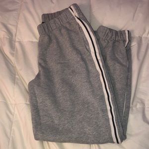 brandy melville grey sweatpants with strip on side